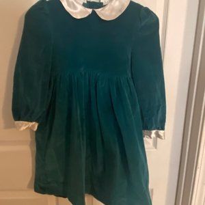 Vintage Polly Flinders green velvet dress for girls.